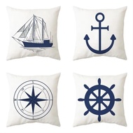4pc Sailboat Anchor Compass Ship Wheel Pattern Pillowcase