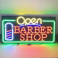 ป้ายไฟOPEN BARBERSHOP ป้ายไฟLED ป้ายไฟร้านเสริมสวย ป้ายไหร้านตัดผม  ป้ายไฟตัวอักษร ป้ายไฟวิ่ง