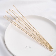 █diy゜14K gold● 〔 1 Piece 〕°14k Real Gold Color Retention Ear Picking Spoon Hairpin Twisted Bamboo Straight Rod Hair Fork Handmade diy Hair Accessories Material Accessories