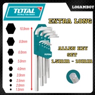 TOTAL ALLEN KEY 1.5-10mm EXTRA LONG 9pc ALLEN KEY HEX KEY SET THT106192
