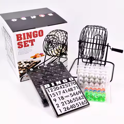 75 Ball Lottery Machine Bingo Set, Manual Lottery Machine Steel Bingo Game Cage Set - Party Group, B