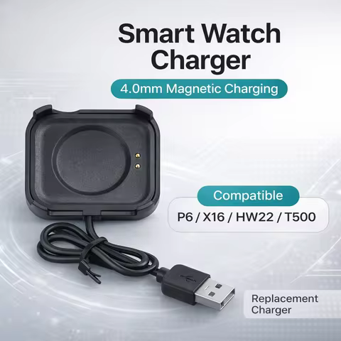 Magnetic Smart Watch Charger 4.0mm USB Charging Cable Dock For P6 X16 HW22 T500 Plus X8 Plus Smartwa