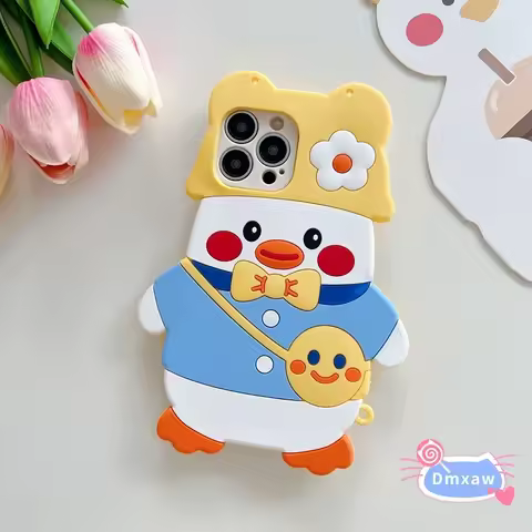 Yellow Duck Phone Case For Samsung Galaxy Note 20 Ultra 10 Plus 9 8 S10E S10 Lite Cartoon White Bead