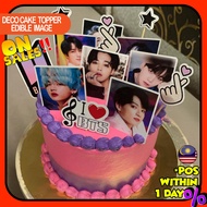 Happy Birthday Cake Topper BTS for Girl Decoration Set Party Accessories Banner Hiasan Kek Design