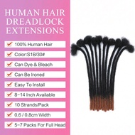 100% Human Hair Dreadlock Extensions For Men/Women, 0.6cm Thicikness Loc Extension For Protective Cr