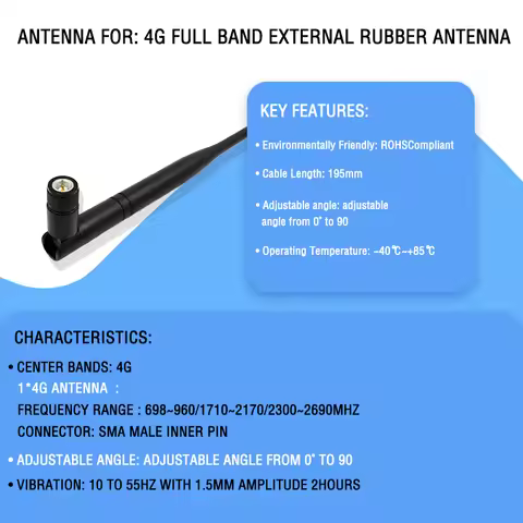 Foldable LTE 4G Full Band External Rubber Antenna, Outdoor 4G Whip Antenna