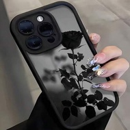 For Motorola MOTO G86 G06 G85 G64 G54 E15 Black Rose Casing Full Coverage Silicone Protective Case
