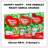 HAPPY NAPPY - Popok Bayi Tipe Perekat - Ukuran New Born - S - M Hinggal L - Anti Bocor - Daya Serap