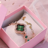 Light Luxury Niche Diamond-Study Fashion yy27 Four-Leaf Clover Watch Preppy Style Student Party New 