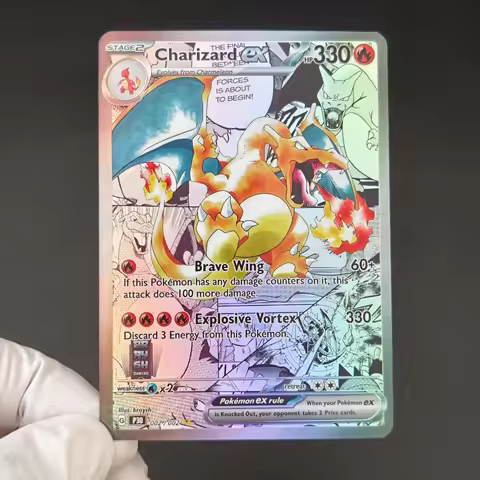 PTCG Pokemon P30 Charizard ex card Manga style Pikachu ex Charizard DIY Self Made Full Art Holo Text