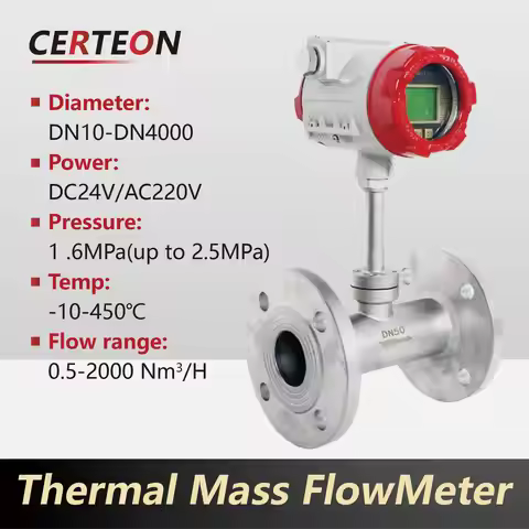 Thermal Mass Flow Meter for Compressed Air Natural Gas Oxygen Nitrogen with 4-20mA/RS485 Output Micr