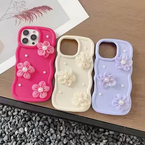 3D Pearl Flowers Wave Phone Case For Infinix Hot 8 9 10 12 20 30 Play 40 60 50 Pro Plus 12i 20i 30i 