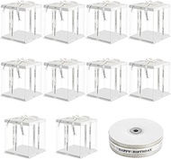 10Pcs PET Clear Cake Box,7x7x8 Inch Cake Packaging Boxes, Transparent Cake Boxes of Bakery, Clear Gi