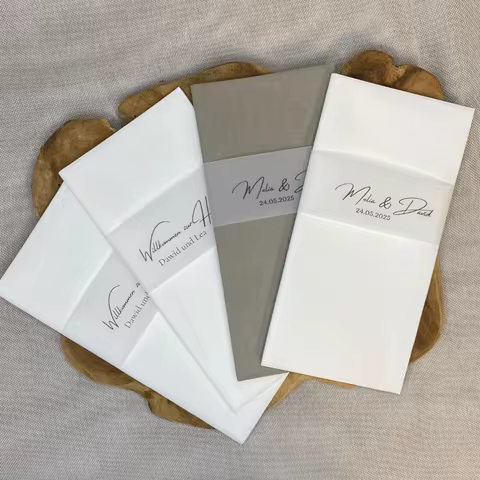 Personalized Napkins Banderoles Couple's Name Save The Date Wedding Table Decoration Baptism Engagem