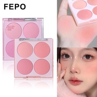 FEPO 4 Colors Blush Palette Natural Brighten Skin Color Waterproof Makeup Blusher Eyeshadow Palette