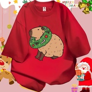 Cotton T-ShirtREADY 100CM-5XL CAPYBARA Christmas Tshirt Merry Christmas Tshirt Family MatchingS-5XL