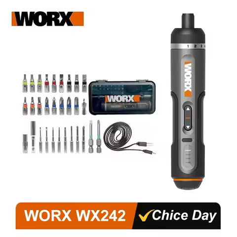 WORX WX242 Mini Electrical Screwdriver Set Smart Cordless Electric Screw Driver Rechargeable With 30