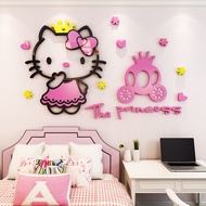 【mandao】สติกเกอร์การ์ตูนแมวสีชมพูน่ารักสติกเกอร์ผนังอะคริลิค 3 มิติสำหรับห้องเด็กตกแต่งผนังหัวเตียง