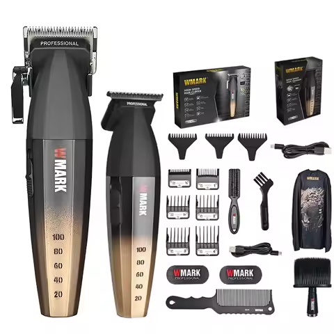 WMARK Hair Trimmer Professional Hair Cutting Machine Electric Hair Clipper Cordless Barber Metal Tri