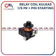 Relay Coil 1/6 pk Kulkas 2 Pintu Starting Kapasitor PTC Gulungan Hp Sepul Showcase Freezer Riley Kompresor 1 Pin Kotak Terminal Otomatis