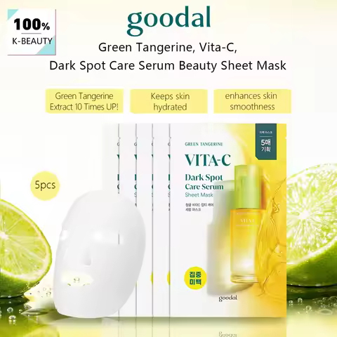 GOODAL Green Tangerine Vita-C Dark Spot Care Serum Beauty Sheet Mask,Nourish,Gentle,Moisturizing Tex