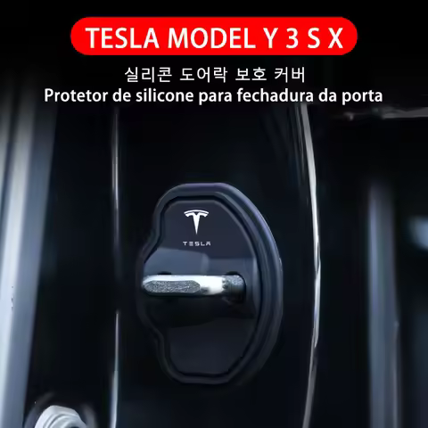 4Pcs Tesla Car Silicone Door Lock Cover Shock Absorber Protective Sticker for Tesla Model Y 3 S X Ro