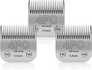 Pack of 3 4FC Stainless Steel Blades for Dog Grooming, Compatible with Andis, Oster A5, Heiniger, Mo