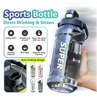 SUPER BIG 2000ml Tritan Water Drinking Bottle 2L With Straw With Handle Sport Plastic BPA Free Mug B