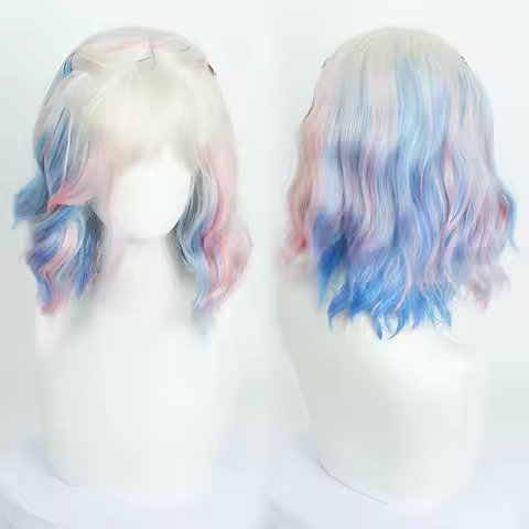 For Wednesday TV Series Cosplay Wig For Enid Sinclair, Colorful Short Curly Wolf Girl Lace Front Wig