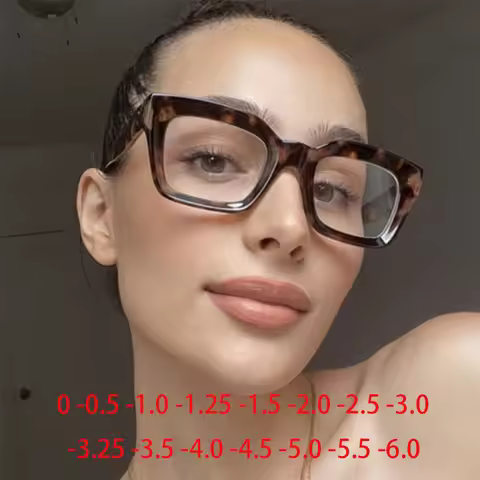 Retra Square Concave Frame Clear Lens Glasses Ultra Light Myopia Nerd Spectacles Degree 0 -0.5 -1.0 