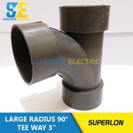 TY 3" inch 90 PVC Superlon / Tee Way 3" inch / LARGE Radius Tee Y 3 / Tee Y 90 Degree / TY 3" PVC
