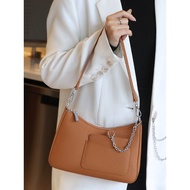 Multi-Pocket Messenger Bag Simple Ladies Fashion Shoulder Bag Shell Bag First Layer Cowhide Female C