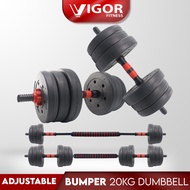 Vigor Fitness Bumper Transformer Barbell with Connector (20kg x 40cm) / Barbell Bumper dengan Penyam