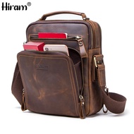 HIRAM Men Genuine Leather Shoulder Bag Large Crossbody Bag Men Christmas Gift