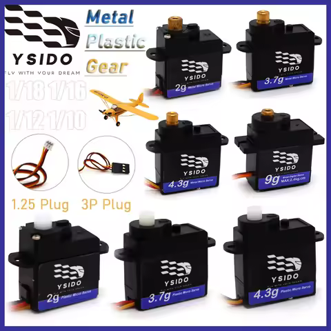 RC Micro Servo 2g/3.7g/4.3g/9g Servo 1.25/2.0mm Dupont Plug for 1/18 1/16 1/12 1/10 RC Mini Drone Ai