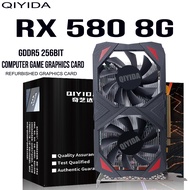 การ์ดจอ Qiyida RX580เอเอ็มดี8กรัมสำหรับ GDDR5 GPU RX 580 8GB 256Bit 2048SP คอมพิวเตอร์ GPU RX5808G เกมส์ที่ได้เคลื่อนไหวและทำงานเลือก Win