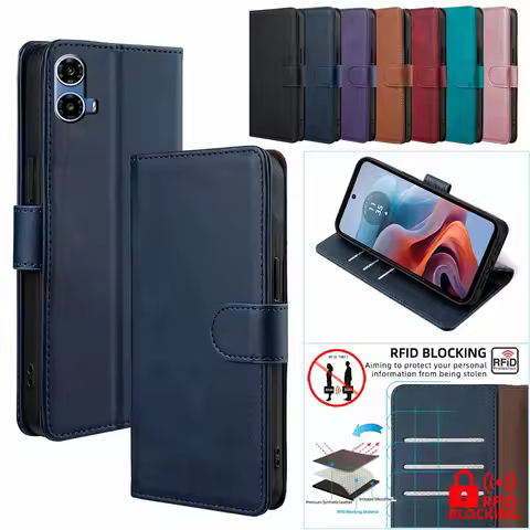 Moto G34 Protect Cover Leather Flip Wallet Case For Motorola G84 G34 G24 G14 G04 G54 5G Eur Edition 