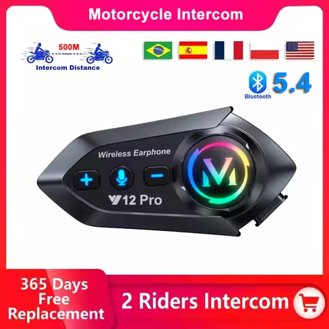 1/2x Y20 Pro Motorcycle Helmet Intercom BT5.4 Motorcycle Helmet Headset Waterproof 500m Intercomunic