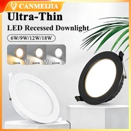CANMEIJIA 3pcs Ultra-Thin Recessed Downlight 6/9/12/18W 3 colors LED Spotlight Ceiling Light 2.5/3.5