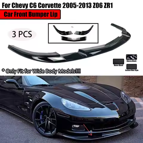 For Chevy C6 Corvette 2005-2013 Z06 ZR1 Style Wide Body Models Car Front Bumper Lip Splitter Lip Car