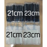 [100pcs] BOBA Straw/THIN Straw/ BENDABLE Straw Individually Wrapped 21cm / 23cm, Black / Clear
