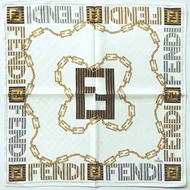 Fendi 古董絲巾 綴以鍊條與條紋圖案的圖紋字母標誌 20 x 20 英吋