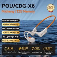 POLVCDG X6 Pro Bone Conduction Earphone Swimming Earphone H2o Audio Tri Multi-Sport Ipx8 Waterproof 