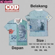 Vintage RM100 Banknote Polo | Custom Name & Position, Exclusive Merdeka Design
