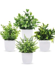 1入/4入-美學迷你假植物人造盆栽尤加利葉仿真植物,適用於室內家居辦公室農舍浴室桌上或架子上裝飾
