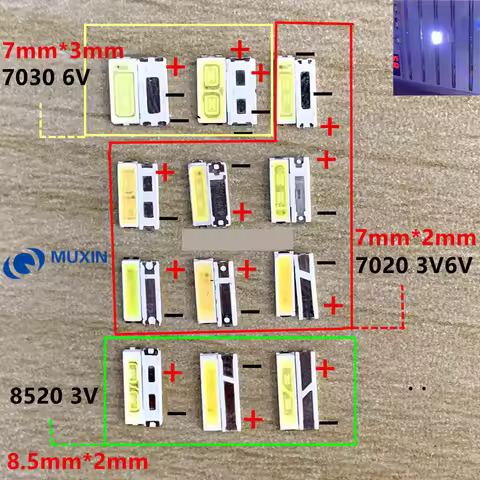 50-100pcs FOR LJ Innotek Lextar UNI SANXIN LED Backlight 0.5W 1W 1.5W 7020 7030 8520 3V 6V Cool whit
