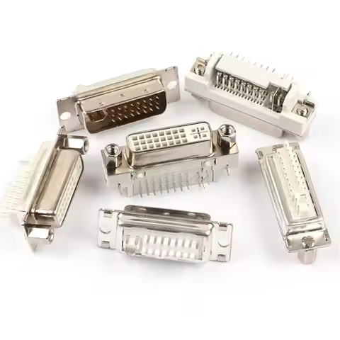 2PCS DVI24+1/5 Solder-wire Male/Female Header DVI-I Connector Bent Female-header 90/180-degree DVI A