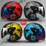 Half Face Evo Innovation SNI Motorcycle Helmet Like the original GM Helmet Spartan Motif Silver Glas