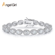 Oval Plate Egg-Shaped Cross-Border Tennis White Gold Plated Full Diamond Bracelet6mm Bracelet Protei