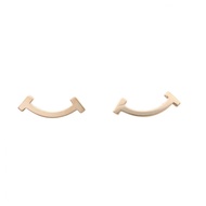 【二手】Tiffany T 字Smile迷你耳環 K18PG（玫瑰金）女士 T 字Smile迷你耳環 二手 A